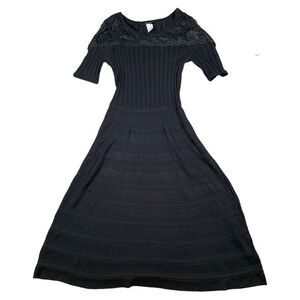 Love‎ Ryan Black Midi Lace Sweater Dress Victorian Romance Whimsigoth Medium